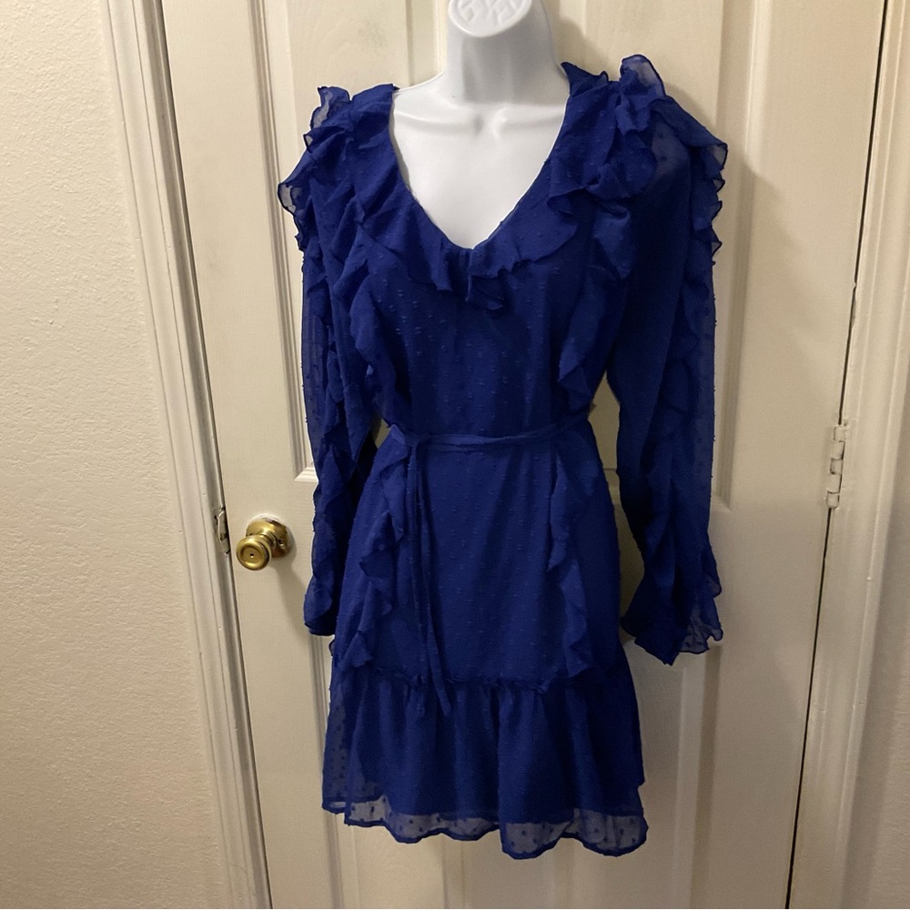 Cato Elegant Blue Ruffled Dress